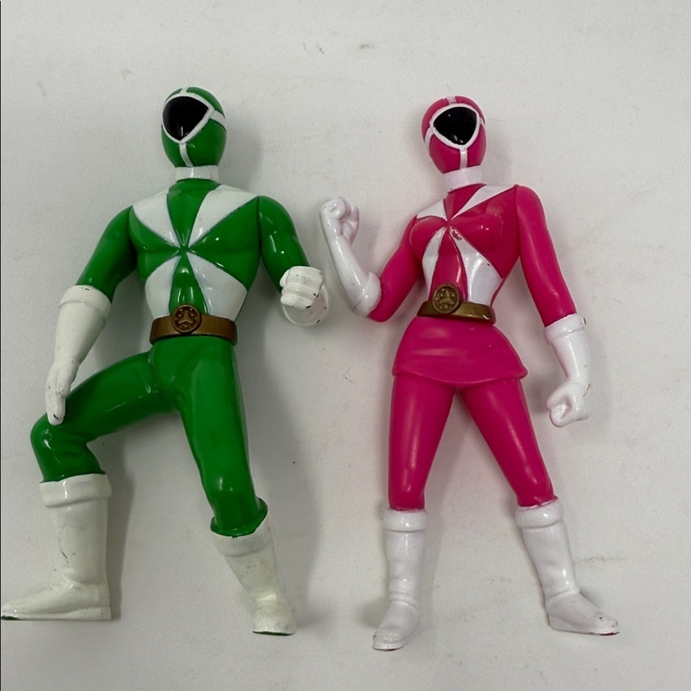 McDonald’s Toys Power Rangers 4 “ Pink Rescue Ranger & Green Lightspeed Rescue - Picture 2 of 5